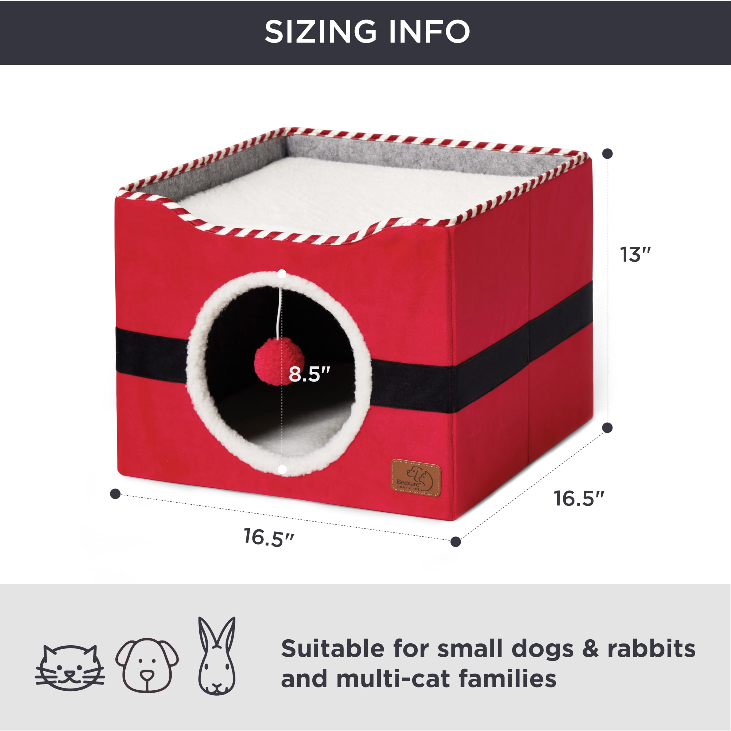 Bedsure cat bed MDF lambswool red, durable and soft surface