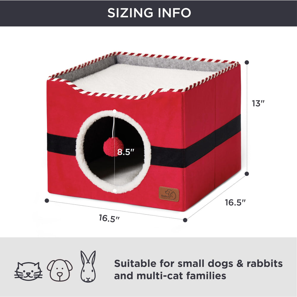 Bedsure cat bed MDF lambswool red, durable and soft surface