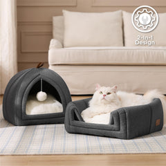 Bedsure cat bed non-slip bottom keeps the tent steady on floors
