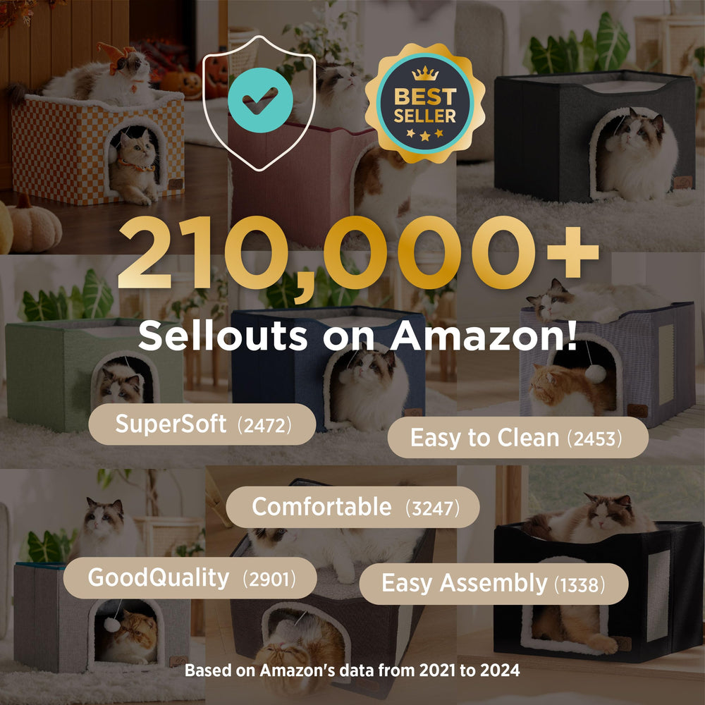 Bedsure cat beds ivory foldable design enables easy storage and mobility.