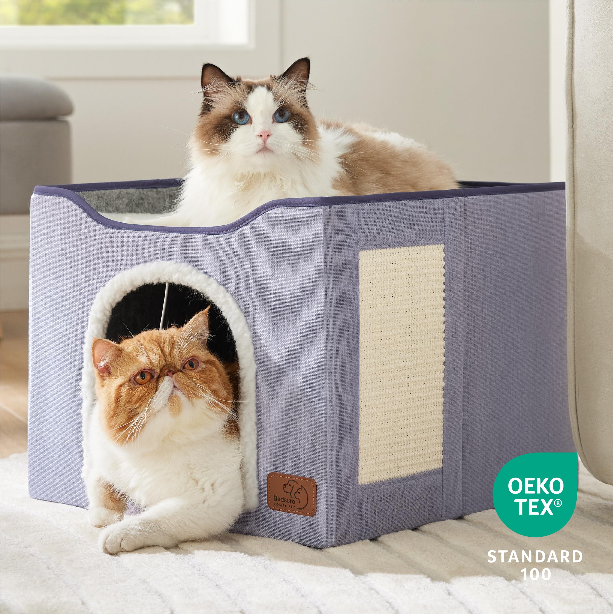 Bedsure cat beds foldable design convenient storage and travel-ready setup.