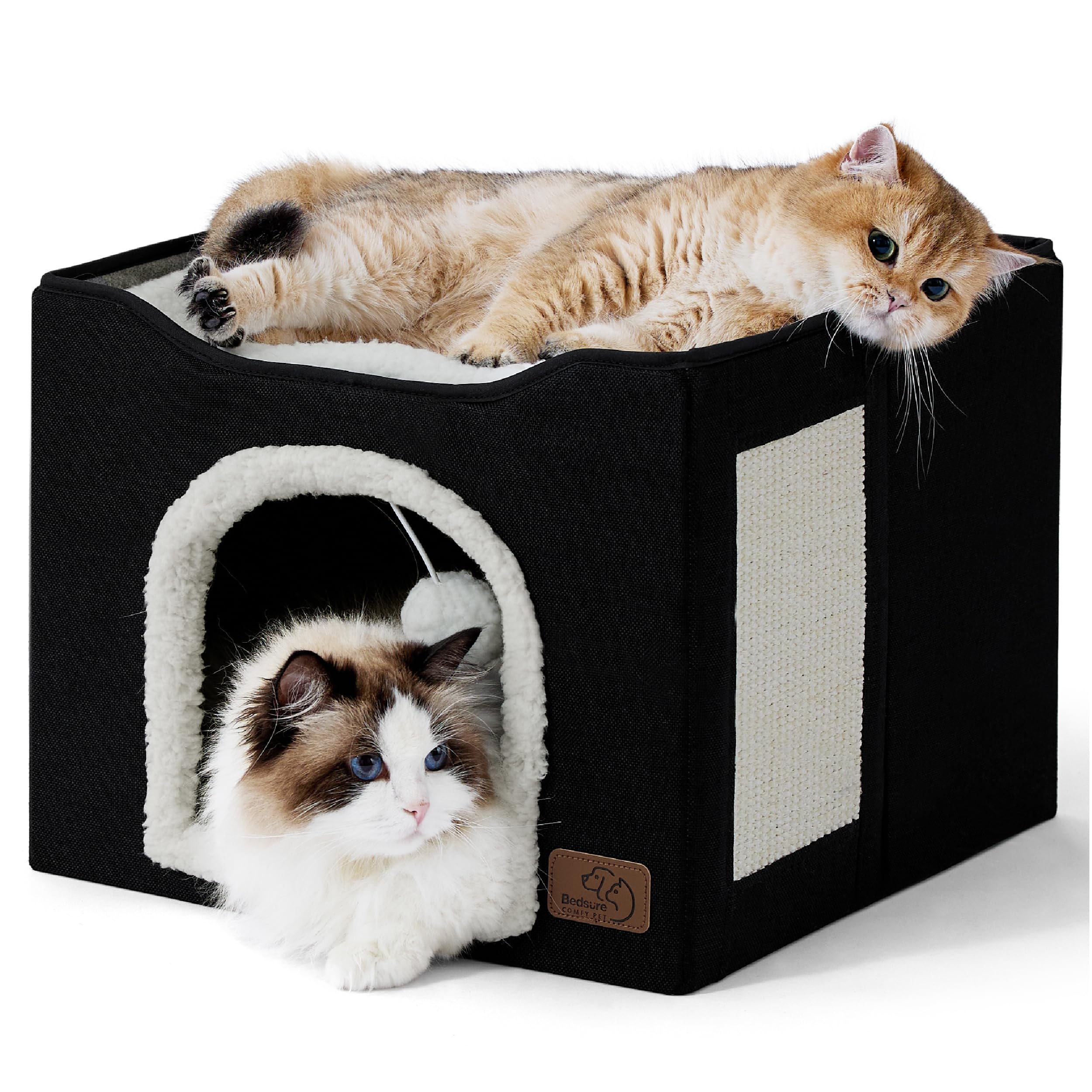 Bedsure cat beds large cave front view, a cozy hideaway for lounging and naps.