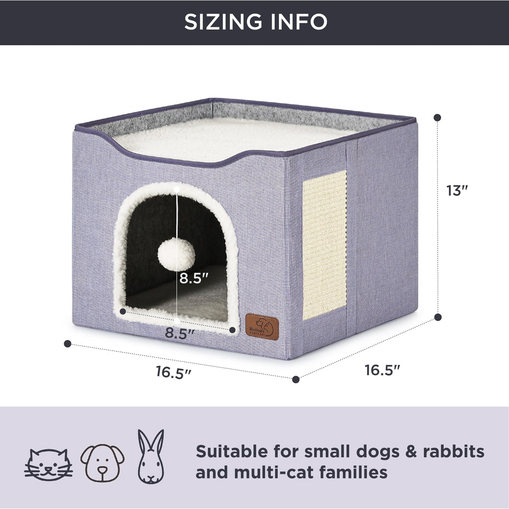 Bedsure cat beds plush cushion removable cover highlights easy cleaning and seasonal comfort.