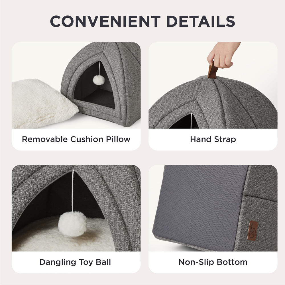 Bedsure Cat Cave Exterior shows soft faux-linen texture for stylish comfort.
