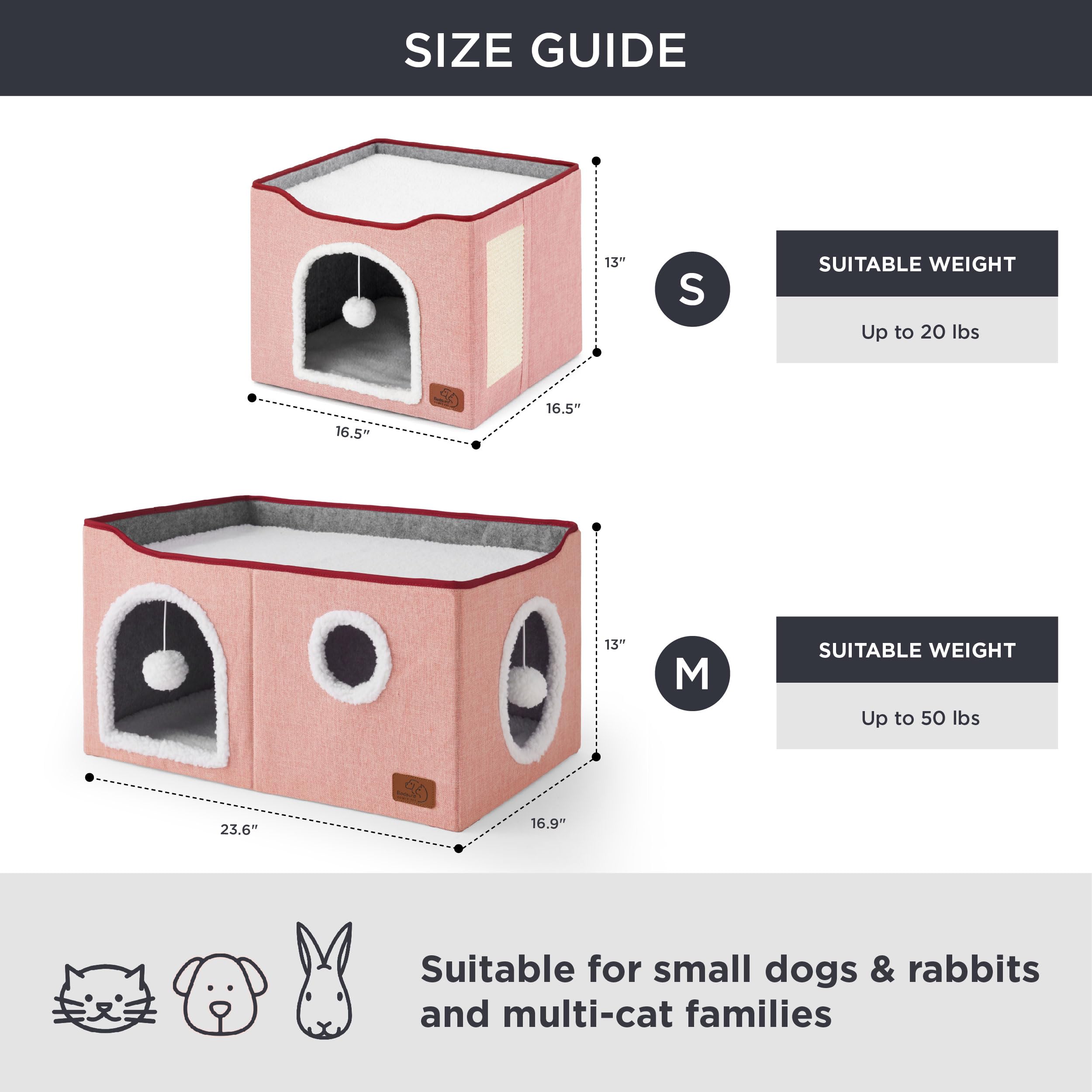 Bedsure cat cube house pink sisal scratch board supports natural scratching.