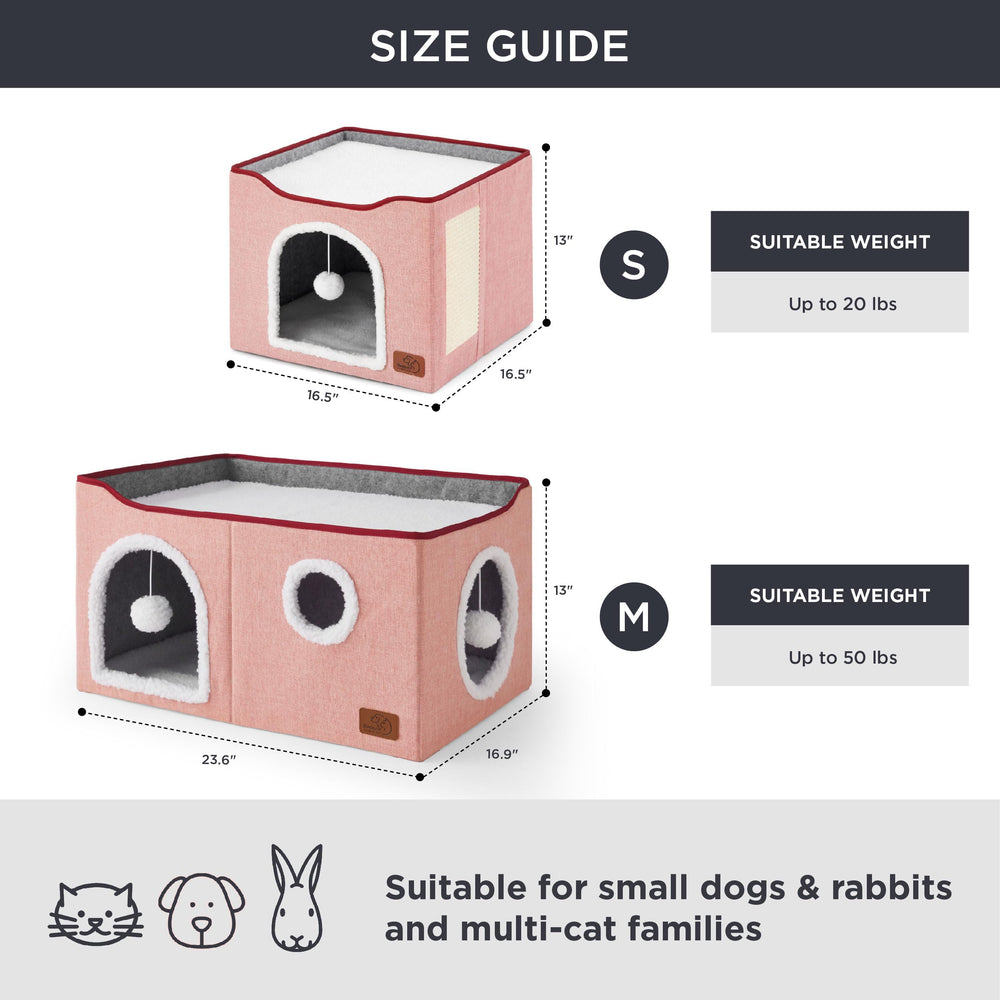 Bedsure cat cube house pink sisal scratch board supports natural scratching.