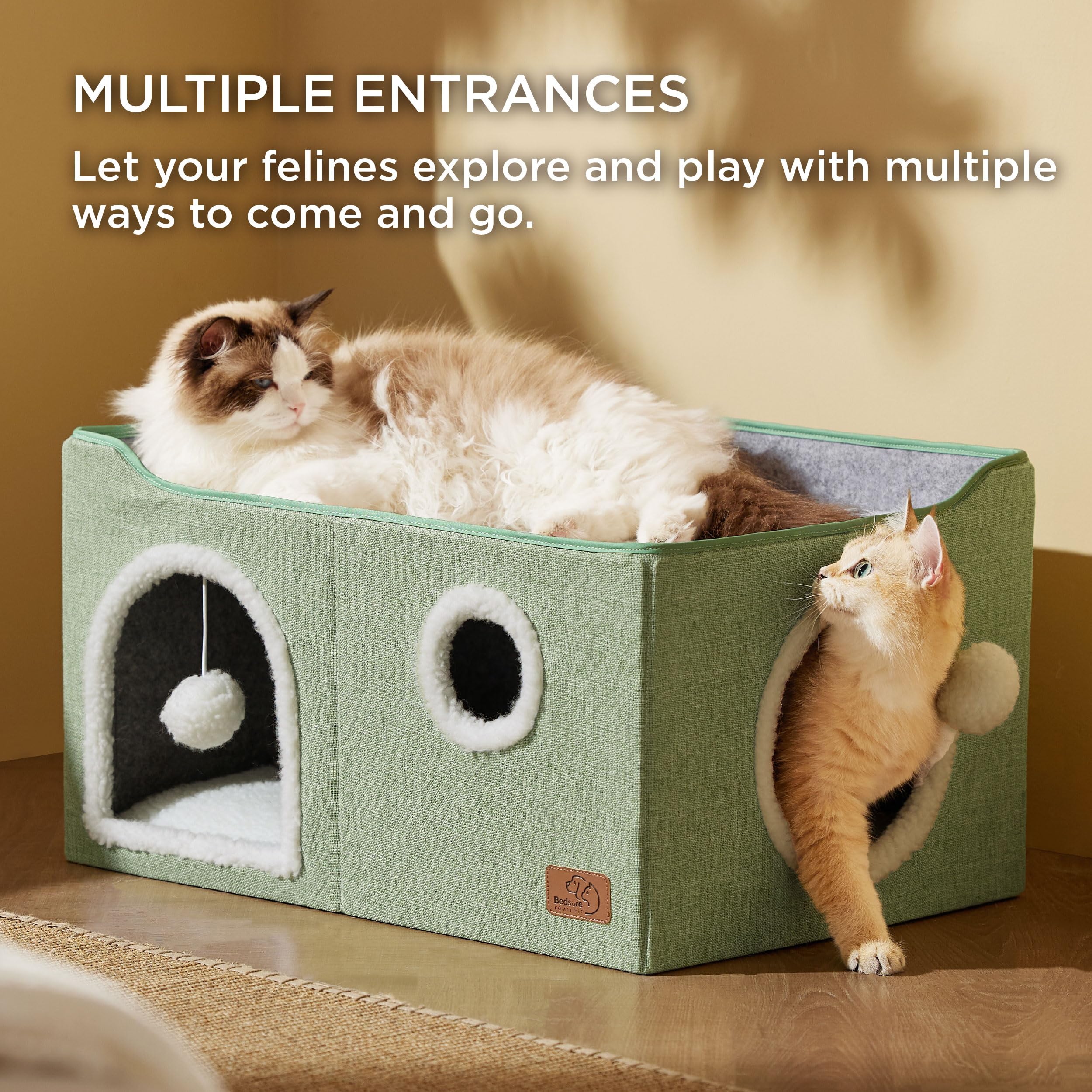 Bedsure cat house dual entrances tunnel inviting exploration and play