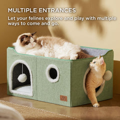 Bedsure cat house dual entrances tunnel inviting exploration and play