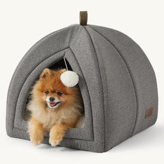 Bedsure cat tent with cozy cushion in grey for warm naps.