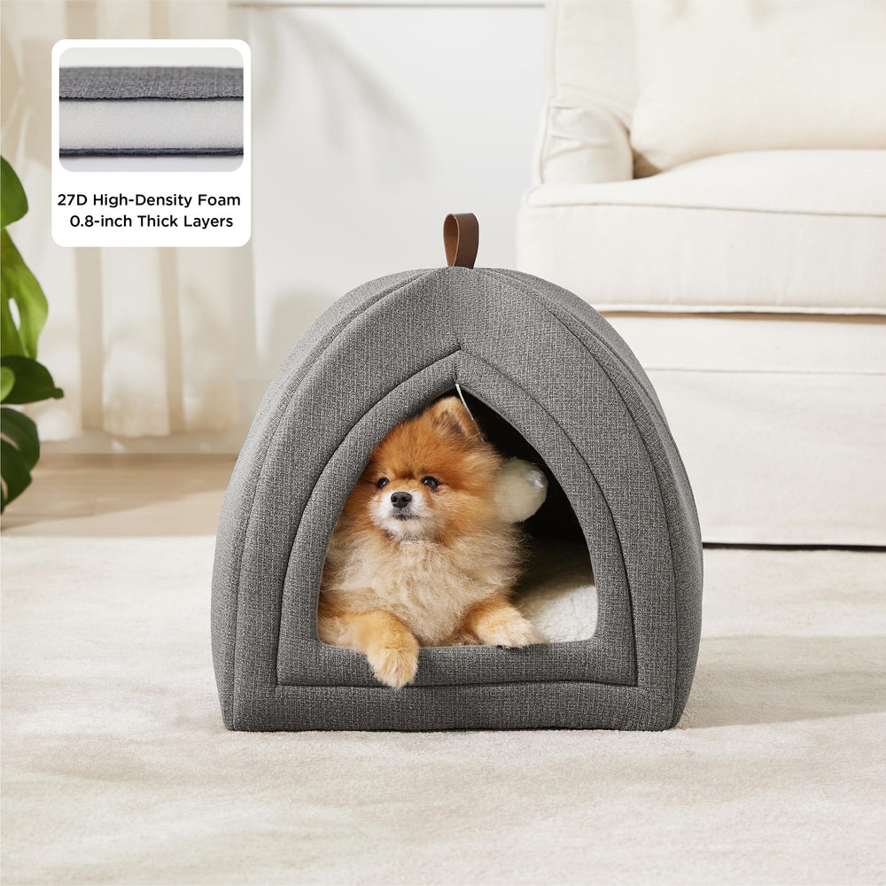 Bedsure cat tent shows dangling toy for light play.