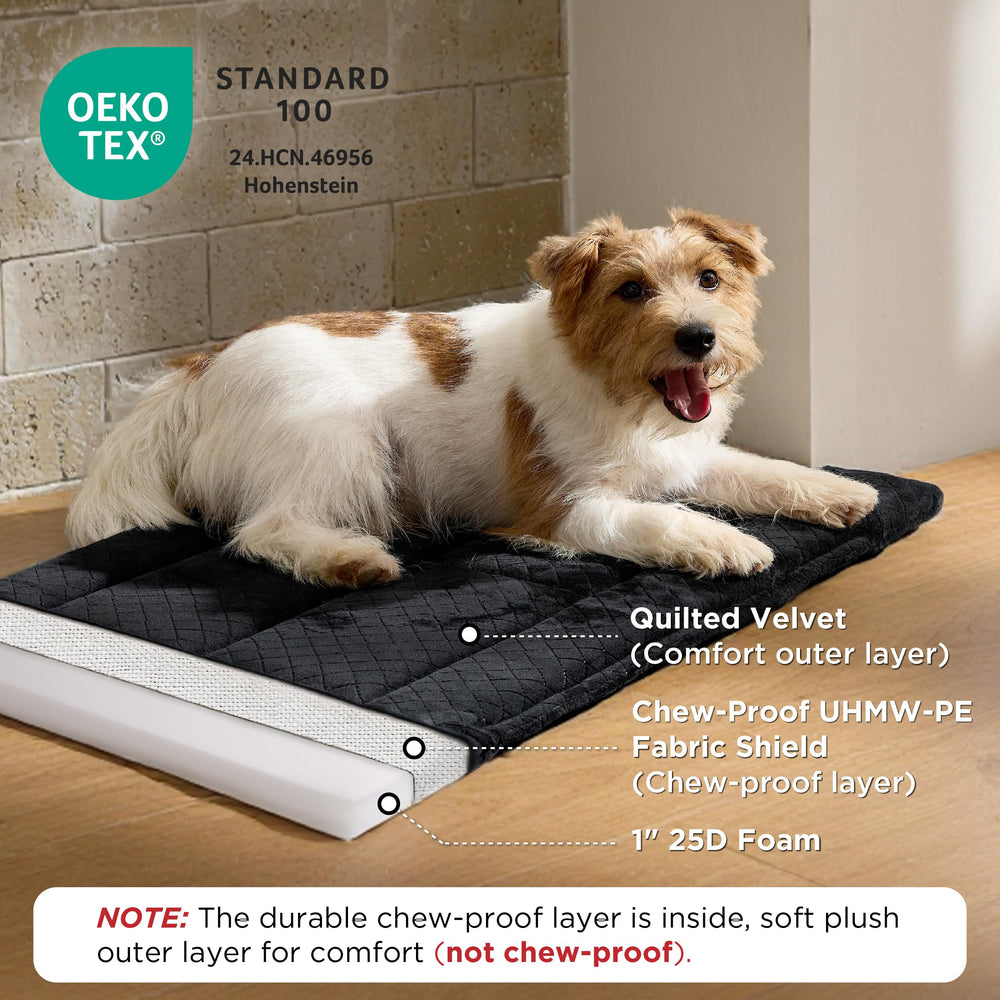 Bedsure chew-proof dog bed corner detail highlights reinforced corners for long-lasting wear.
