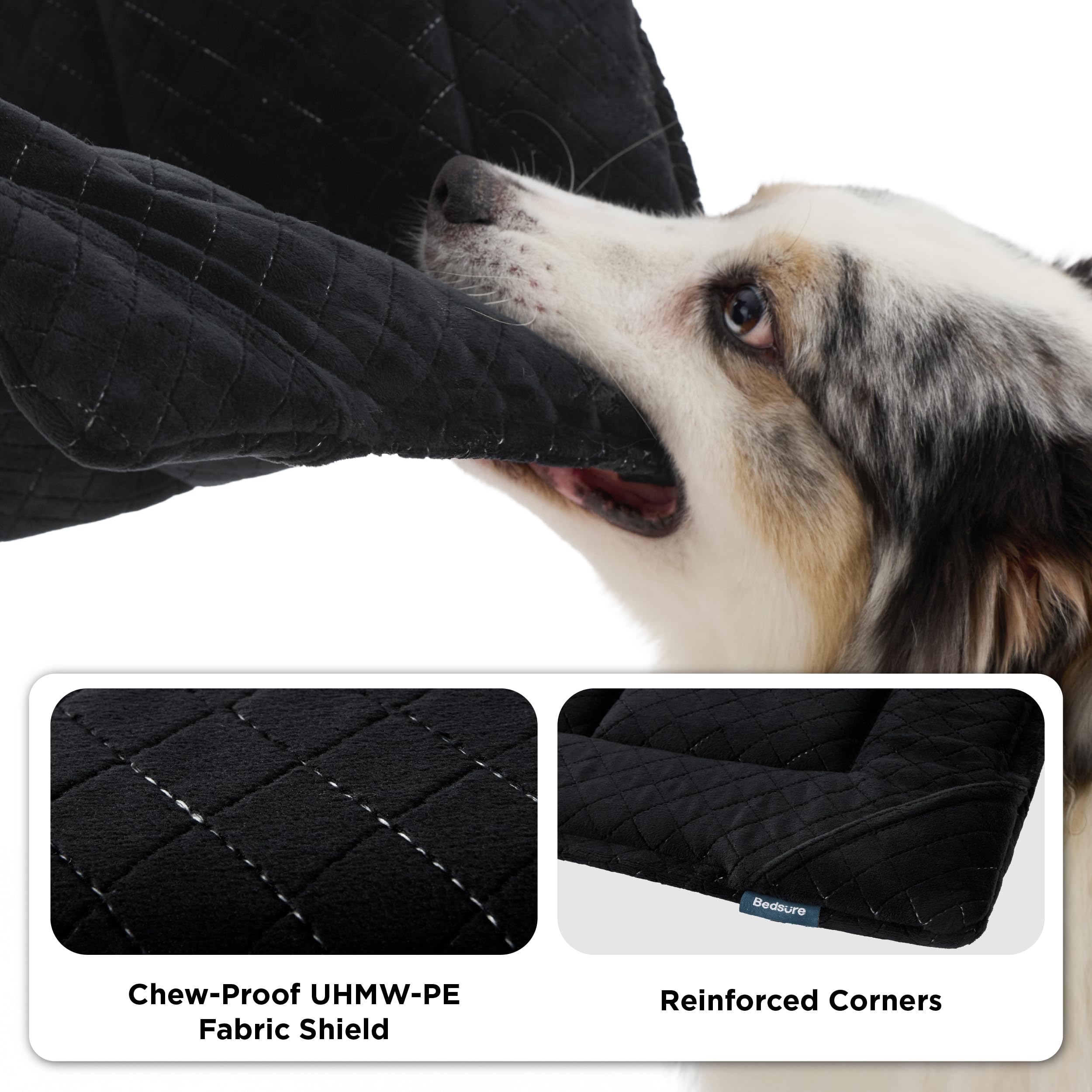 Bedsure chew-proof dog bed inner layer emphasizes UHMW-PE strength for durability.