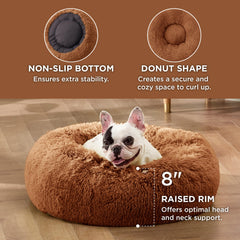 Bedsure copper donut bed in living room blends with decor and invites nap time.