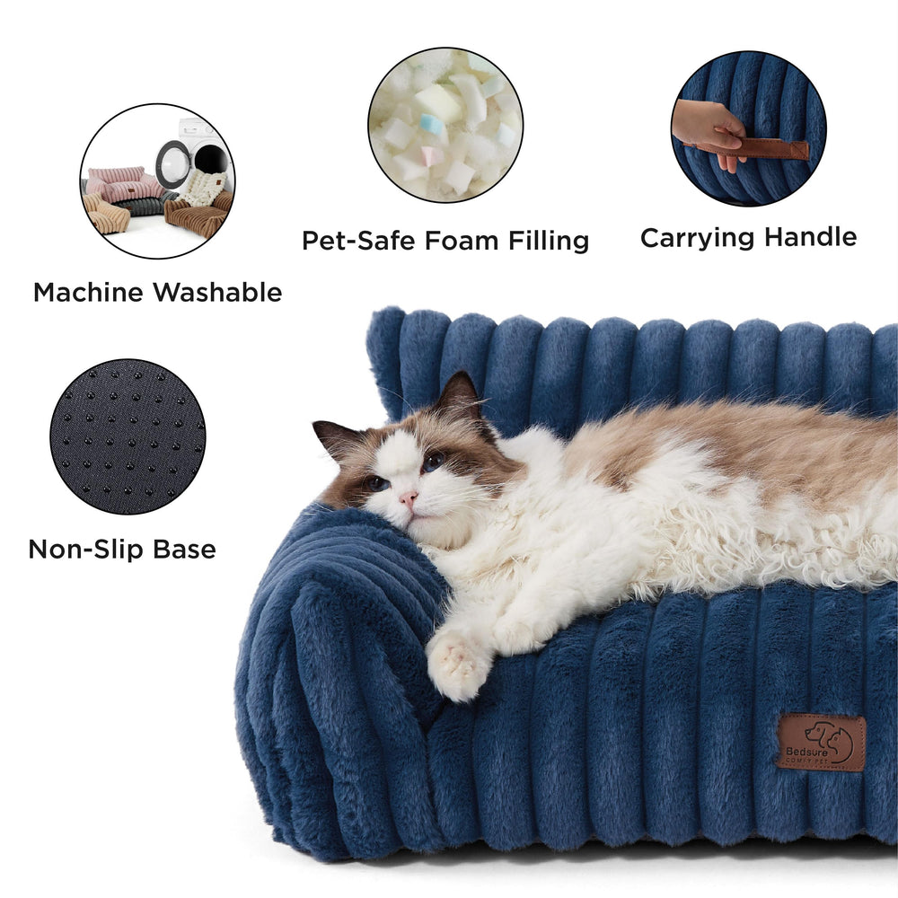 Bedsure cat couch anti-slip bottom keeps beds in place during naps.
