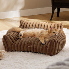 Bedsure cute cat couch copper brown front view offers cozy lounging for indoor cats