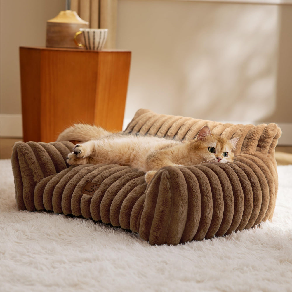 Bedsure cute cat couch copper brown non-slip bottom ensures stable resting