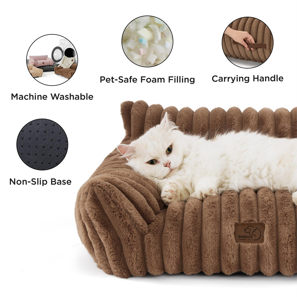 Bedsure cute cat couch copper brown removable cover demonstrates easy machine-wash care