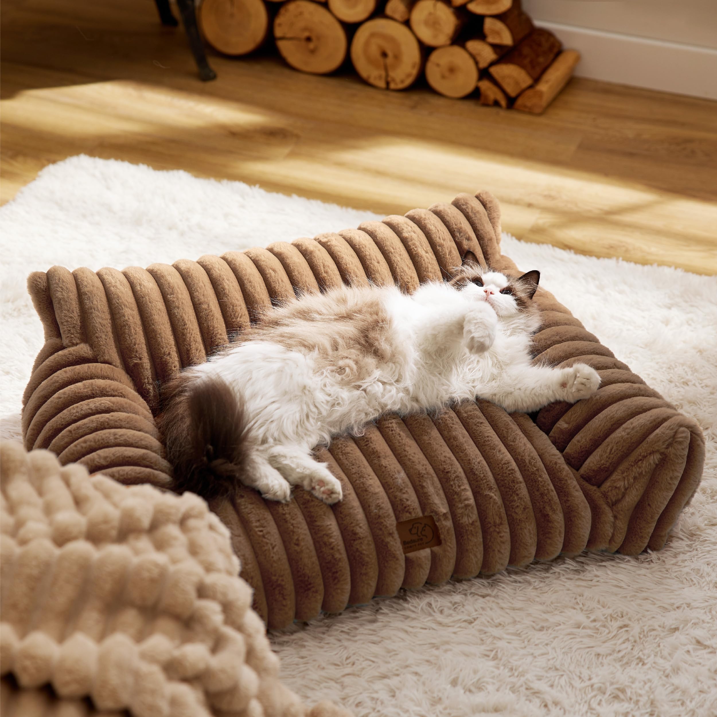 Bedsure Cute Cat Couch cozy nap scene with a pet enjoying comfort