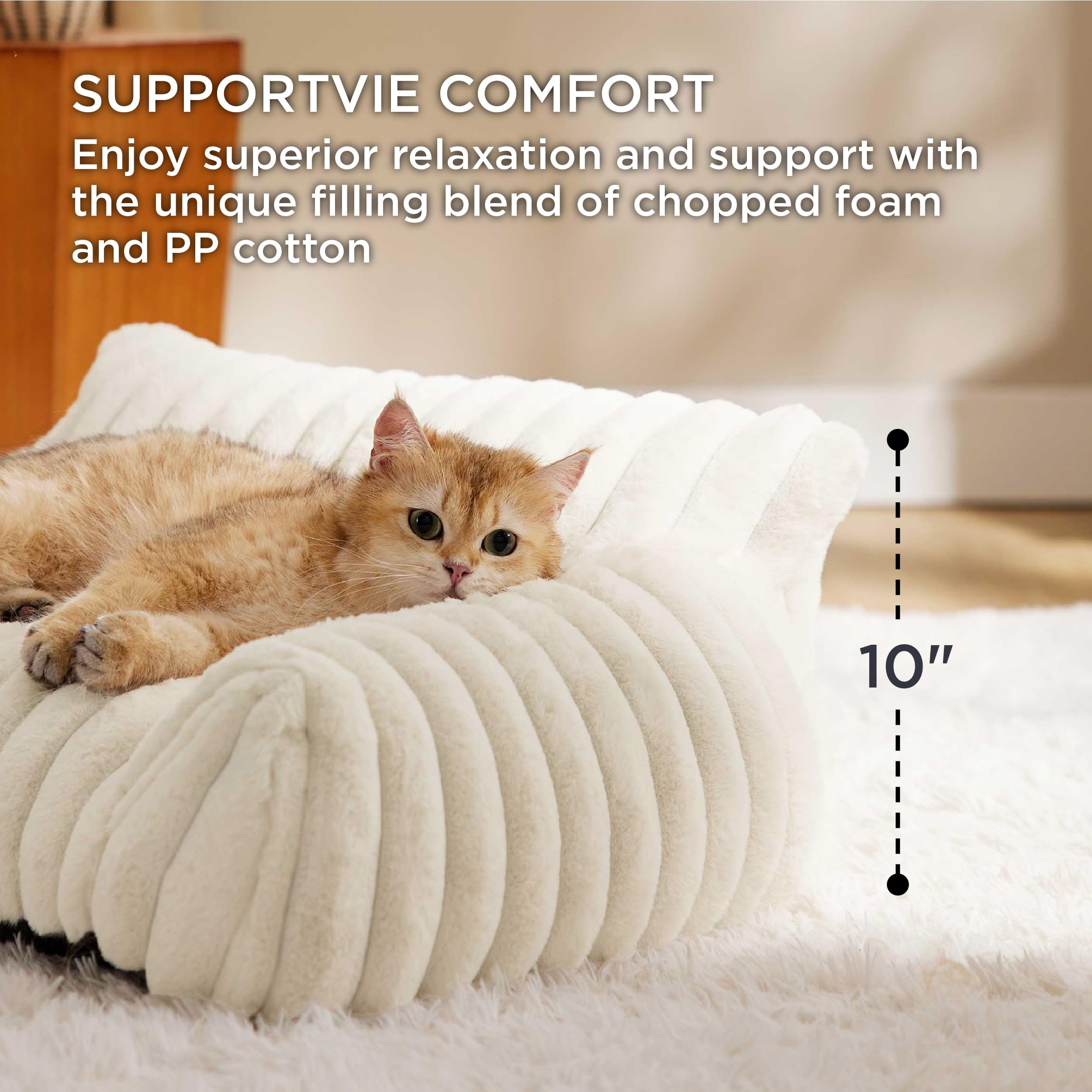 Bedsure Cute Cat Couch dual-fill foam and fiber offers balanced support for restful naps.