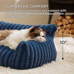 Bedsure cat couch high-backrest provides pillow-like rest for larger felines.