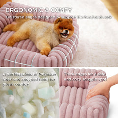Bedsure cute dog bed blush pink, side nap—soft warmth for restful moments.