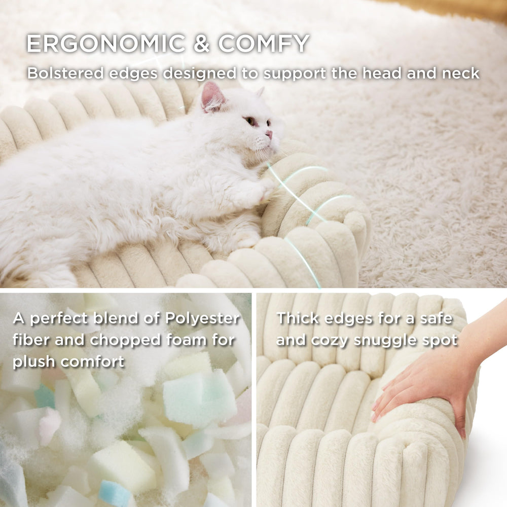 Bedsure bed cream—side view highlighting raised bolster for head and neck comfort.