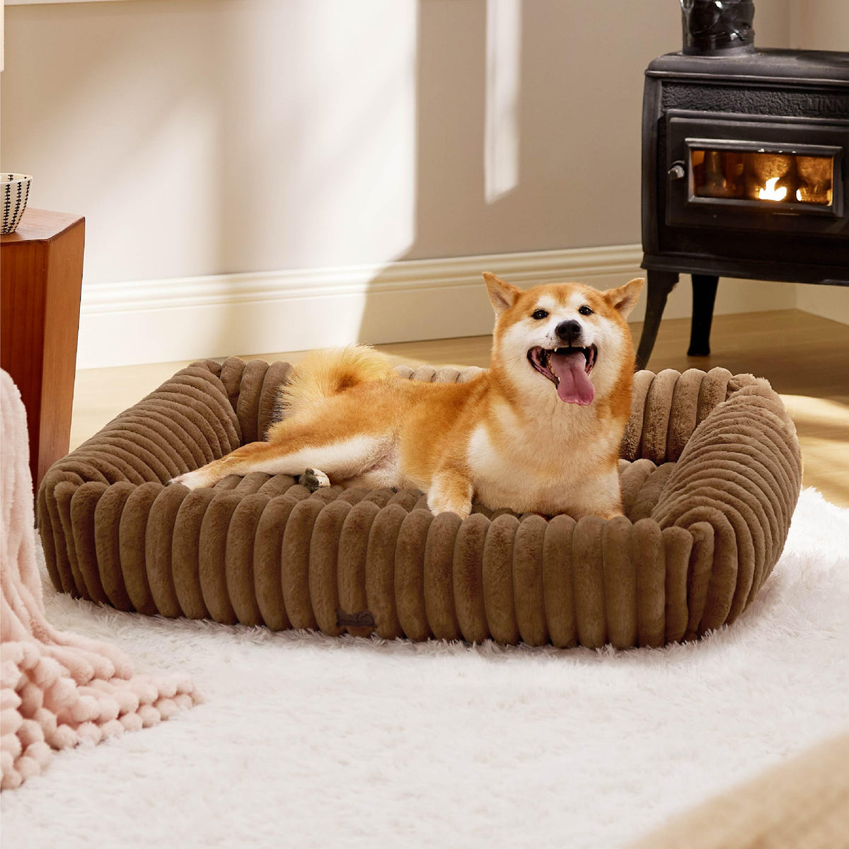 Bedsure Cute Dog Bed with foam support for large dogs promotes restful sleep.