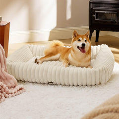 Bedsure cute dog bed outer view shows plush fur for cozy all-season naps