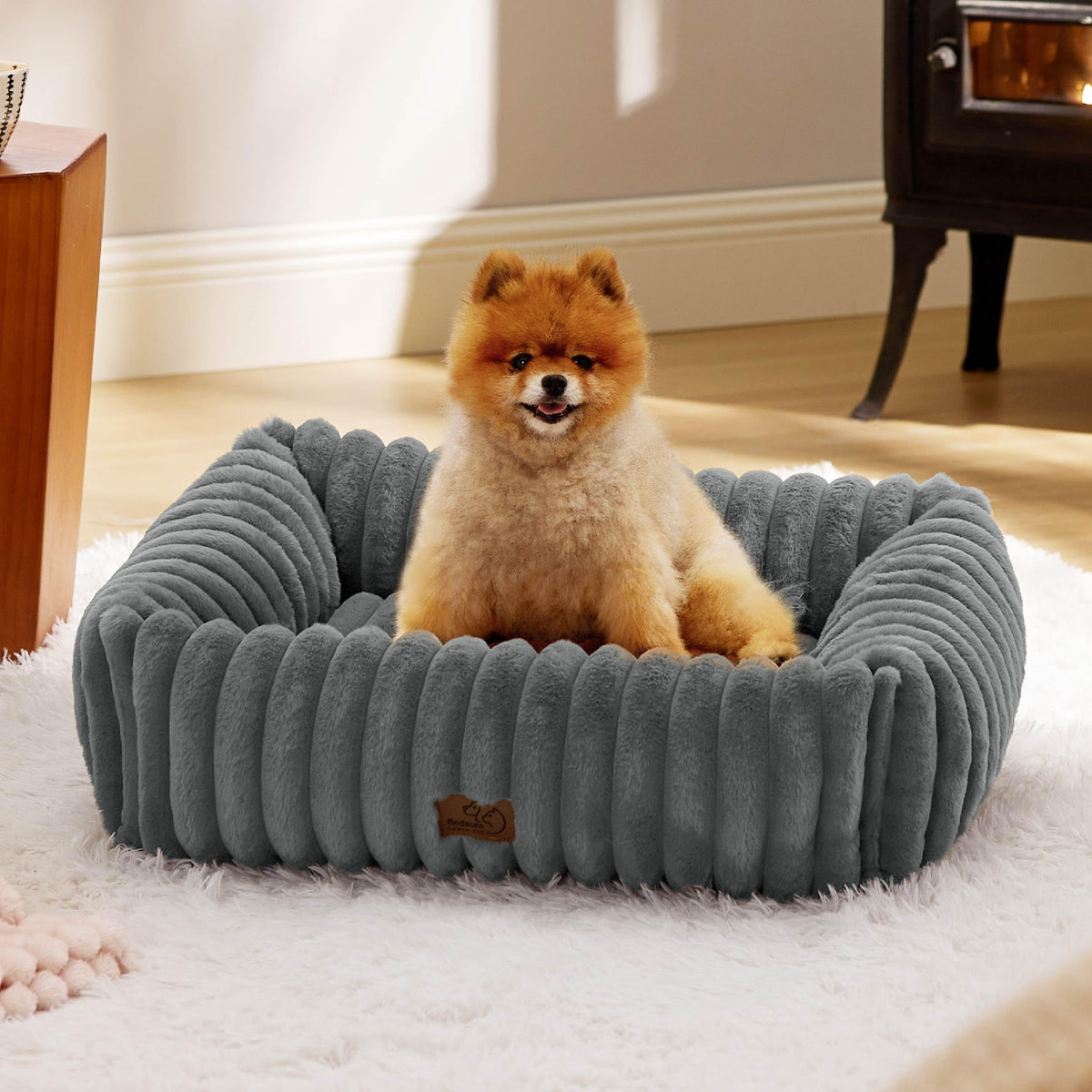 Bedsure Cute Dog Bed raised sides offer neck support for cozy naps.