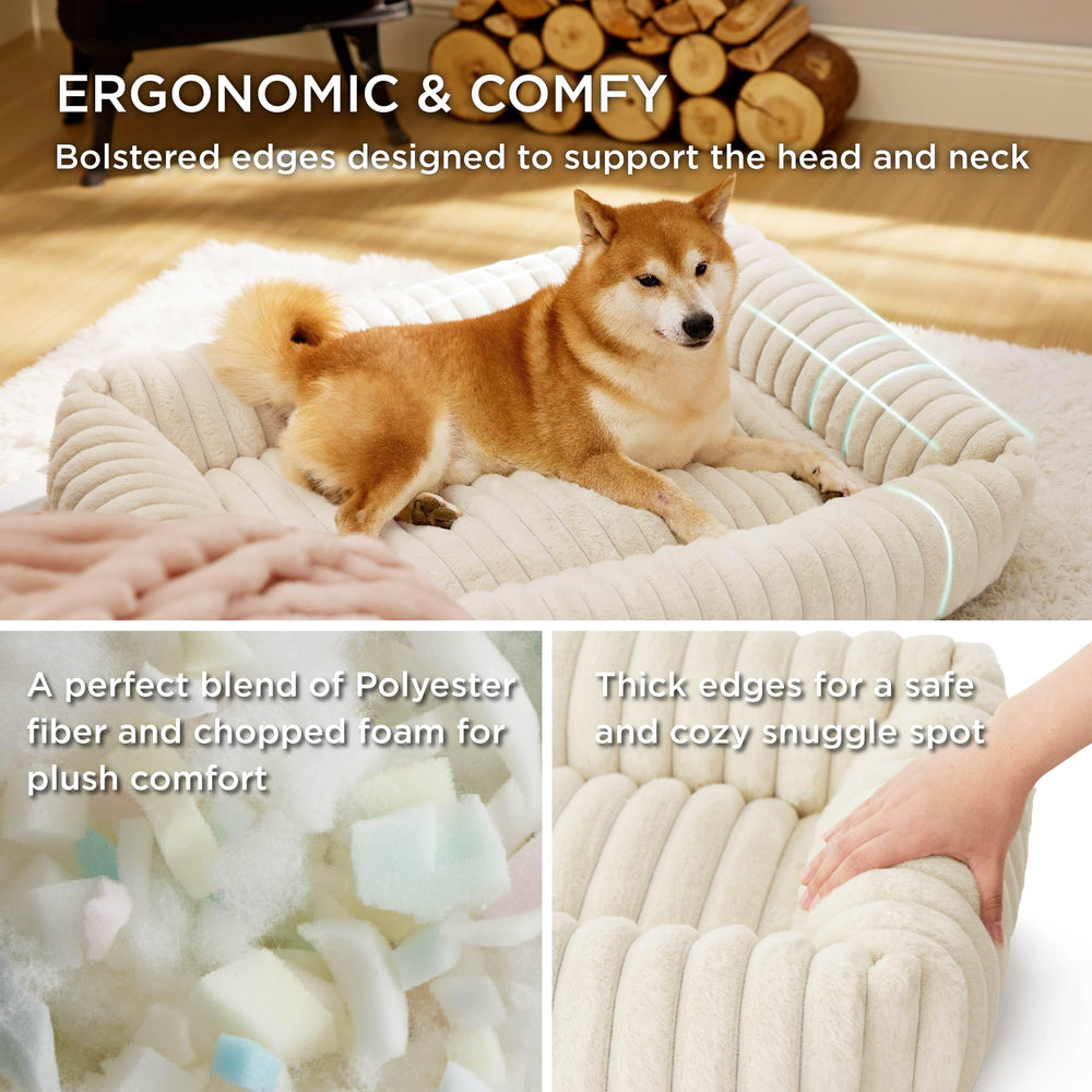 Bedsure cute dog bed side profile highlights raised pillow for head and neck support