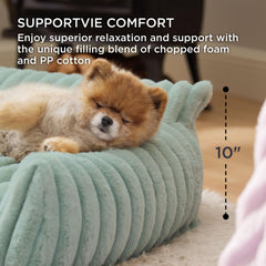 Bedsure garden green pet sofa backrest image shows larger pillow support.