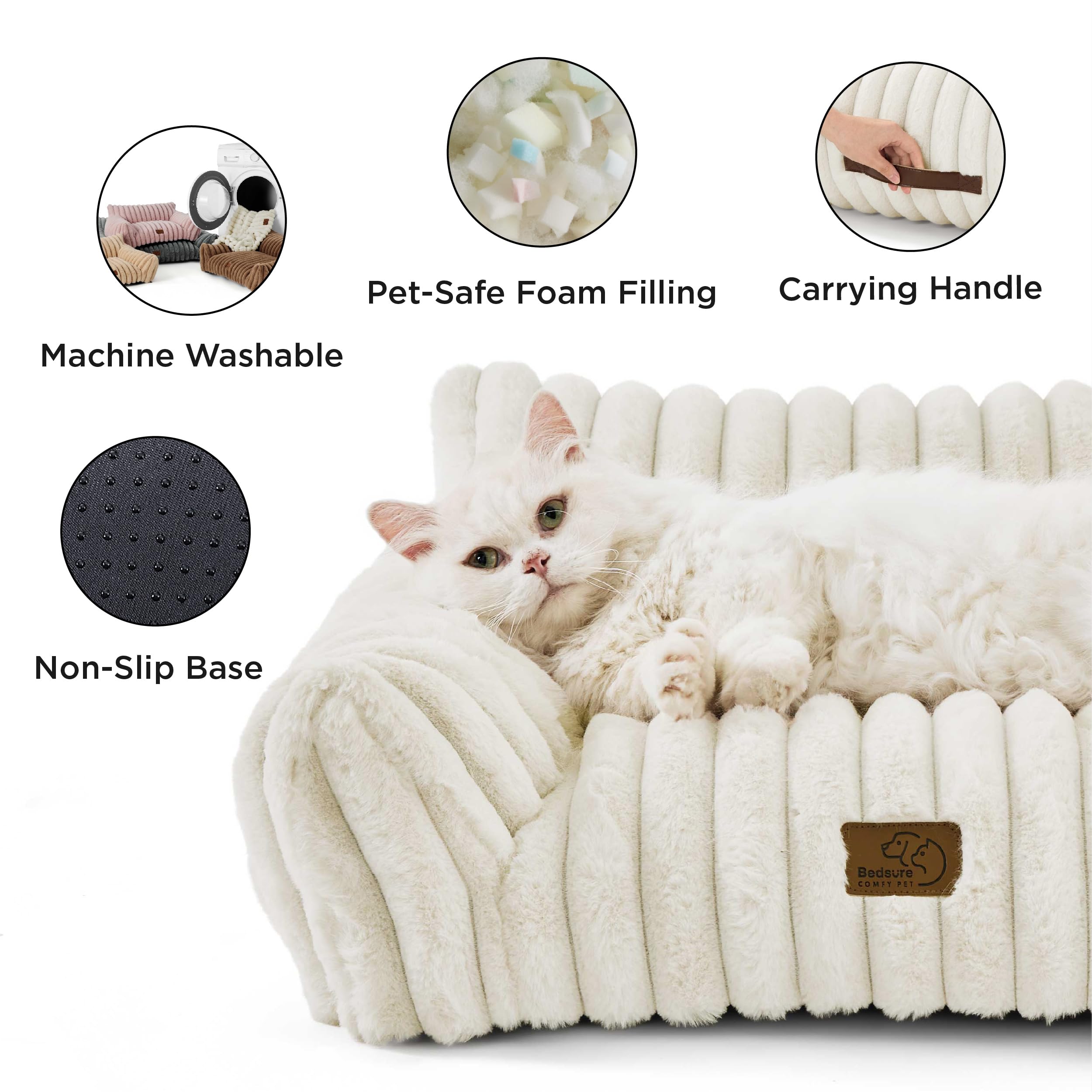 Bedsure cute dog couch anti-slip bottom ensures stable resting space.