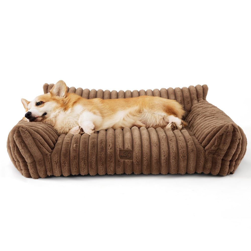 Bedsure cute dog couch copper brown front view for balanced support during naps