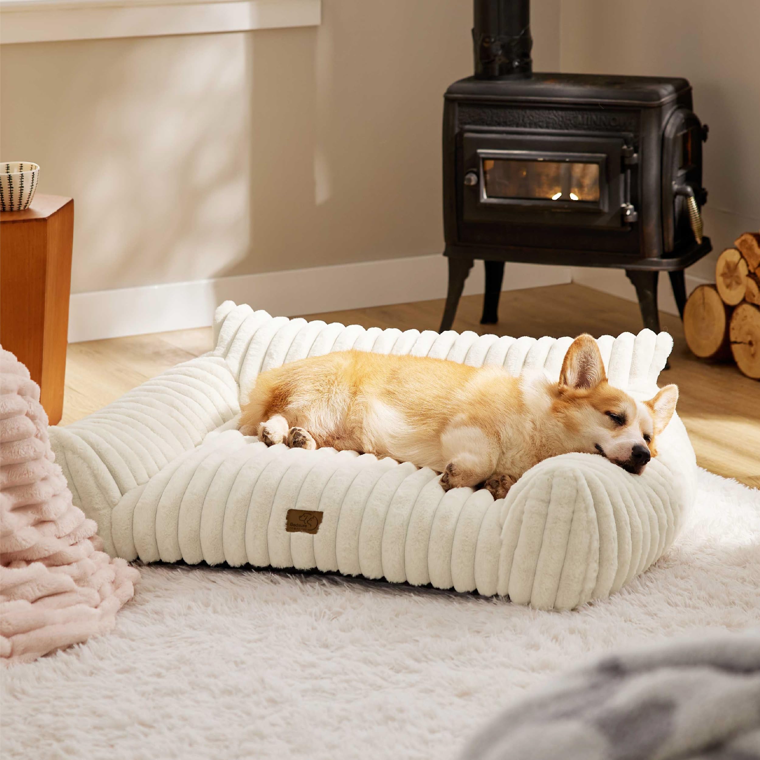 Bedsure cute dog couch cream color showcases versatile styling for any room.