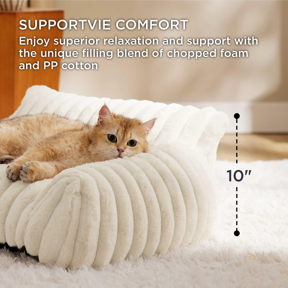Bedsure cute dog couch faux fur detail emphasizes soft luxurious texture for comfort.