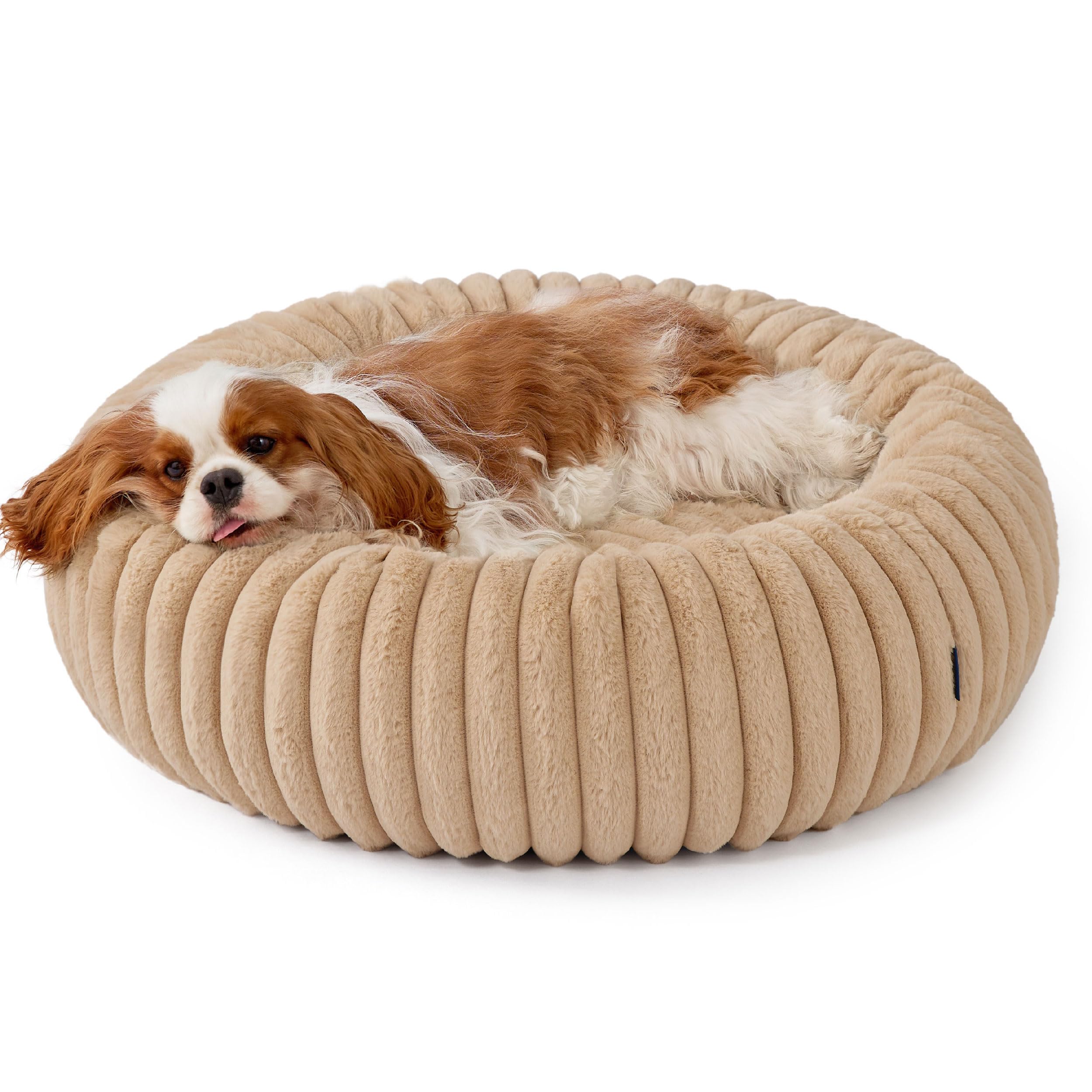 Bedsure 30x30x8 inch bed fits small to medium dogs for curling up.