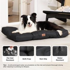 Bedsure dog bed large mattress close-up shows plush filling and safety design