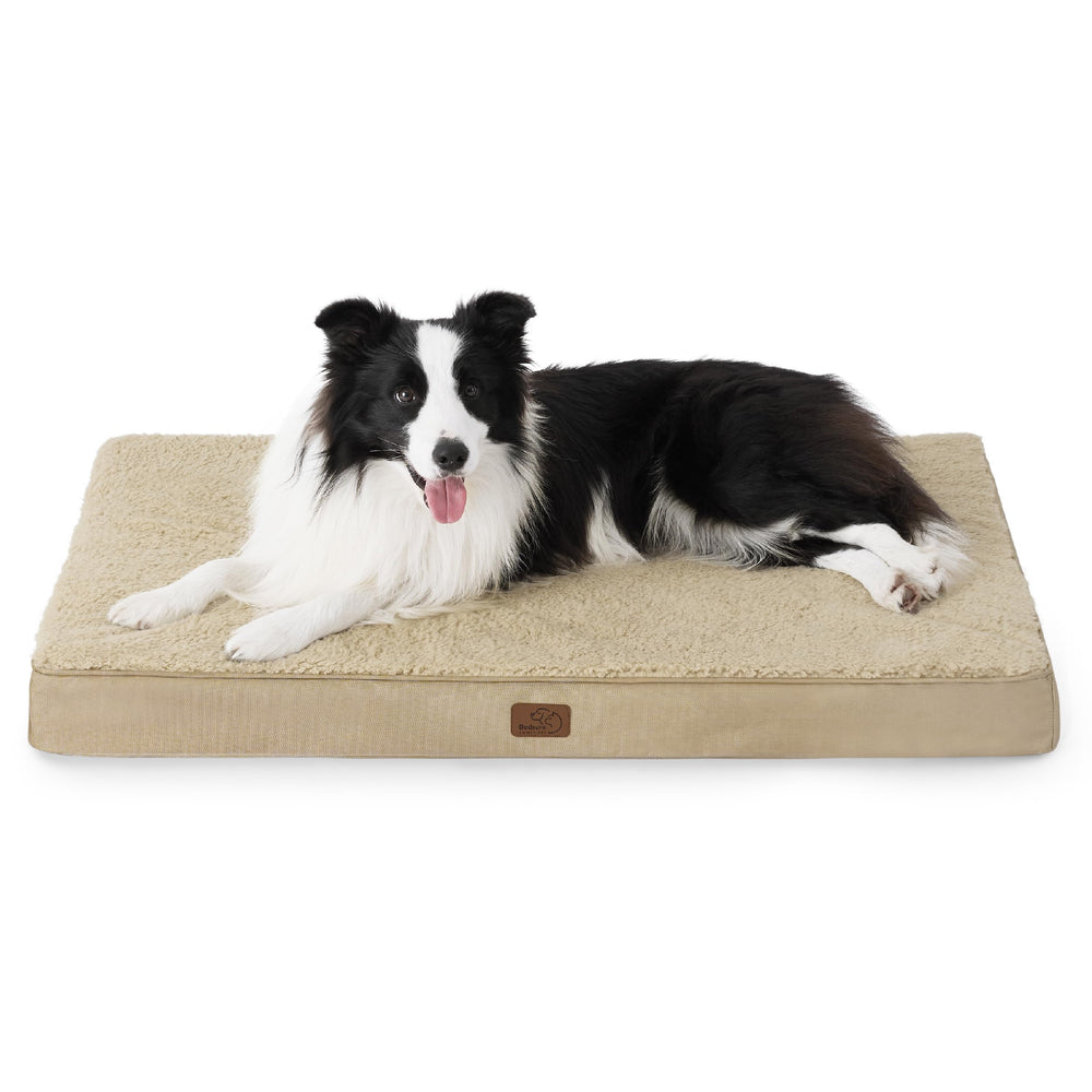 Bedsure dog bed large top view highlights plush sherpa comfort for restful naps