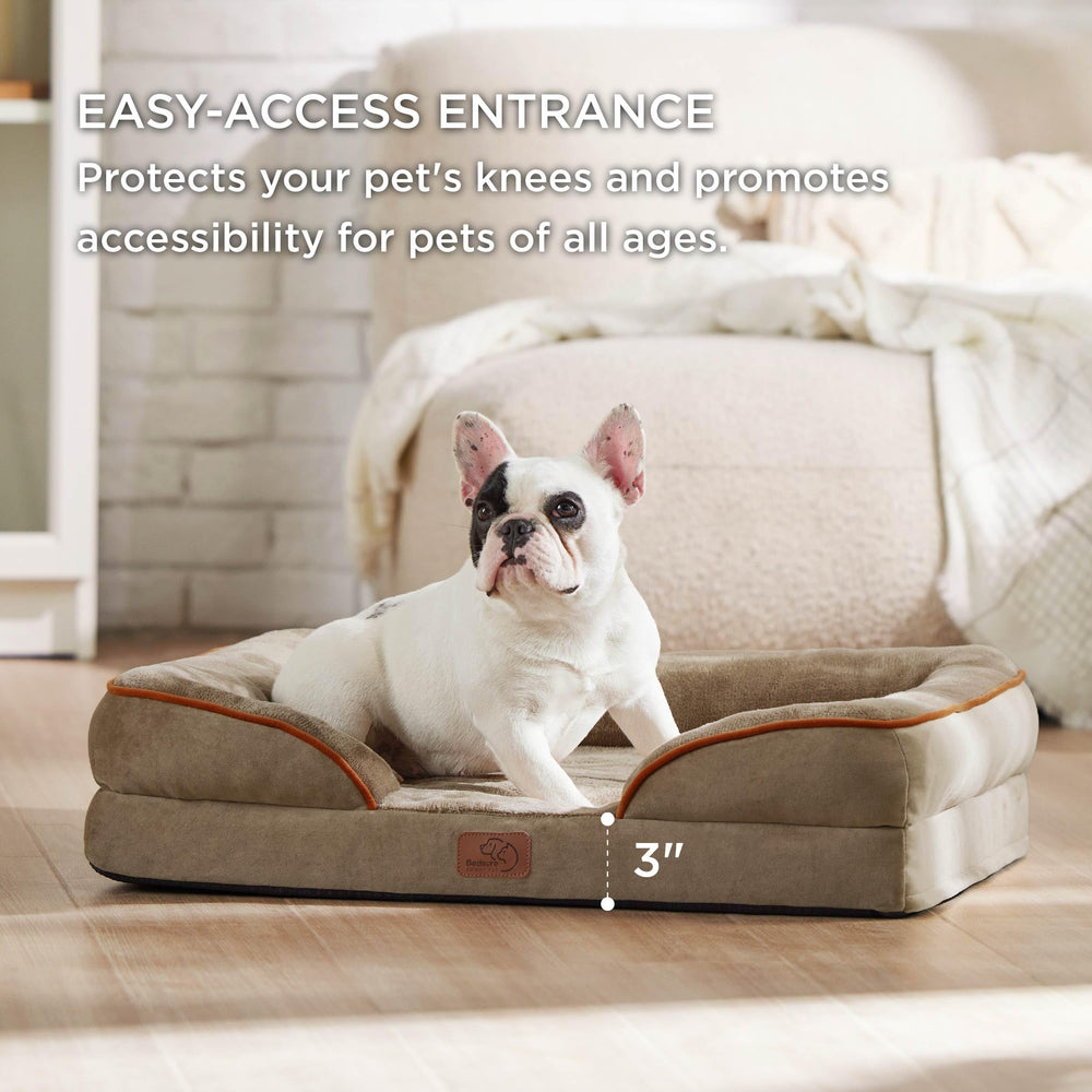 Bedsure dog bed non skid bottom feature reduces slips during lounging.