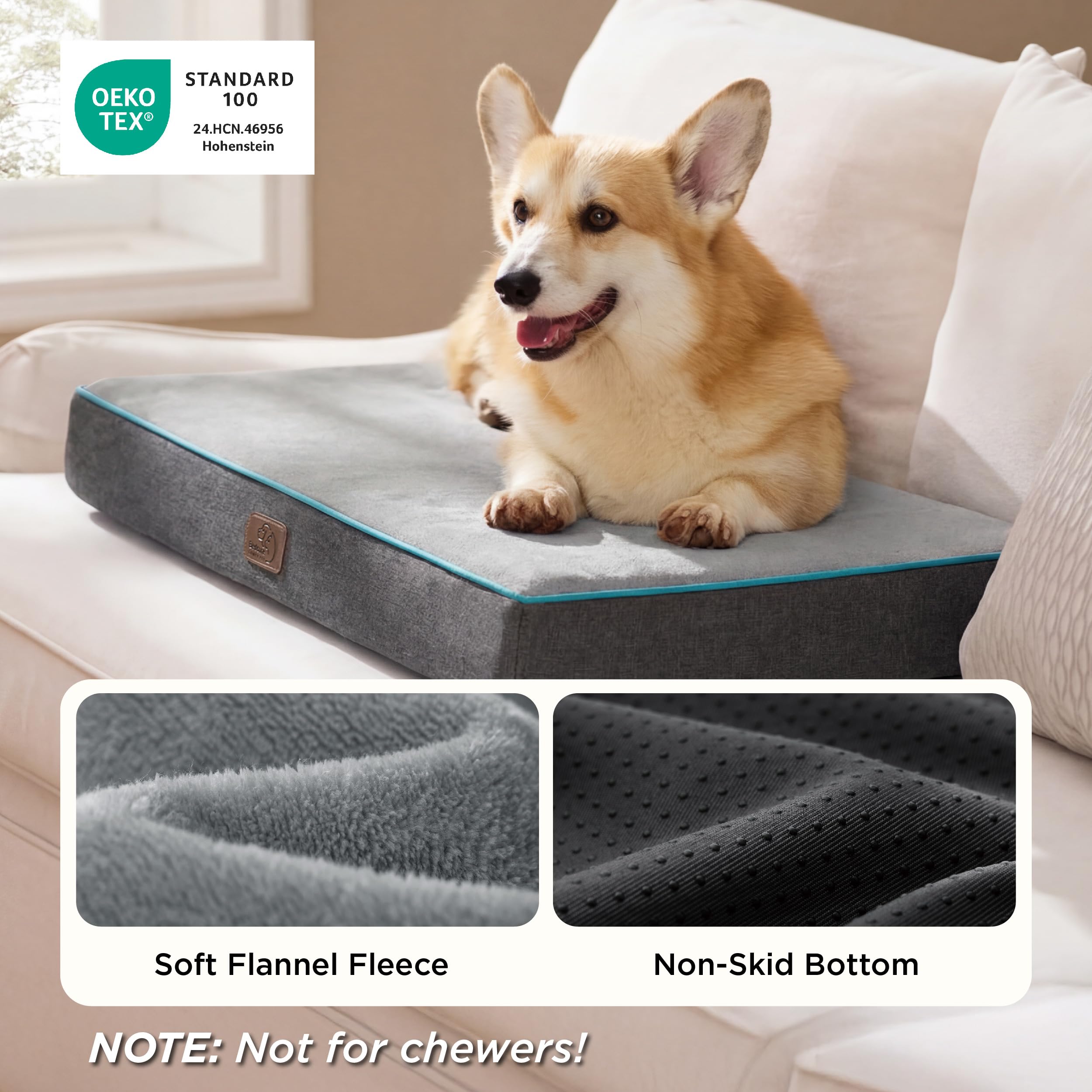 Bedsure dog bed with non-slip bottom helps prevent slips on slick floors