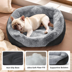 Bedsure dog bed rectangle plush fabric closeup shows skin-friendly softness