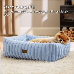 Bedsure dog bed removable cover blue zipper enables easy cleaning.