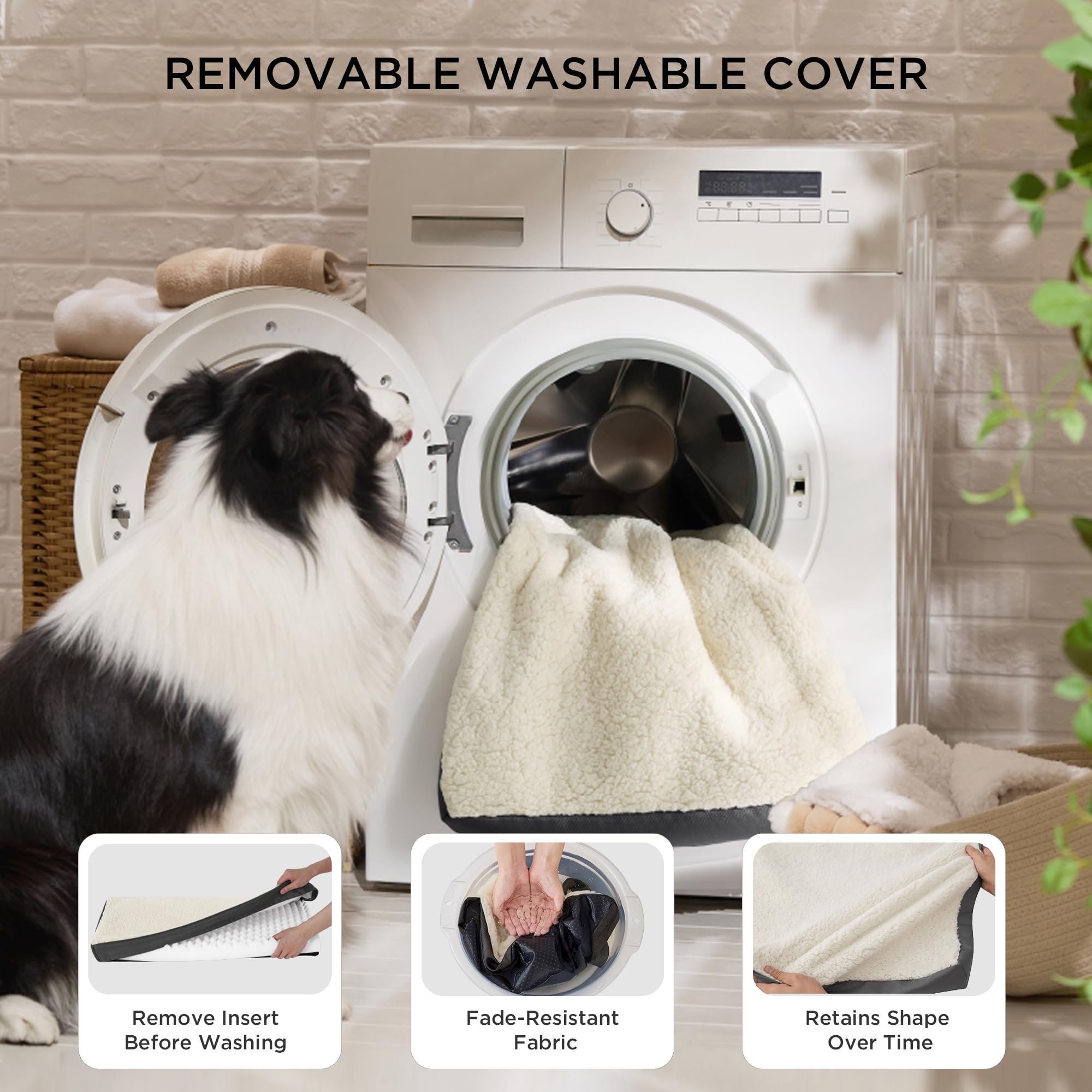 Bedsure dog bed sherpa top closeup conveys cozy warmth for naps and relaxation.