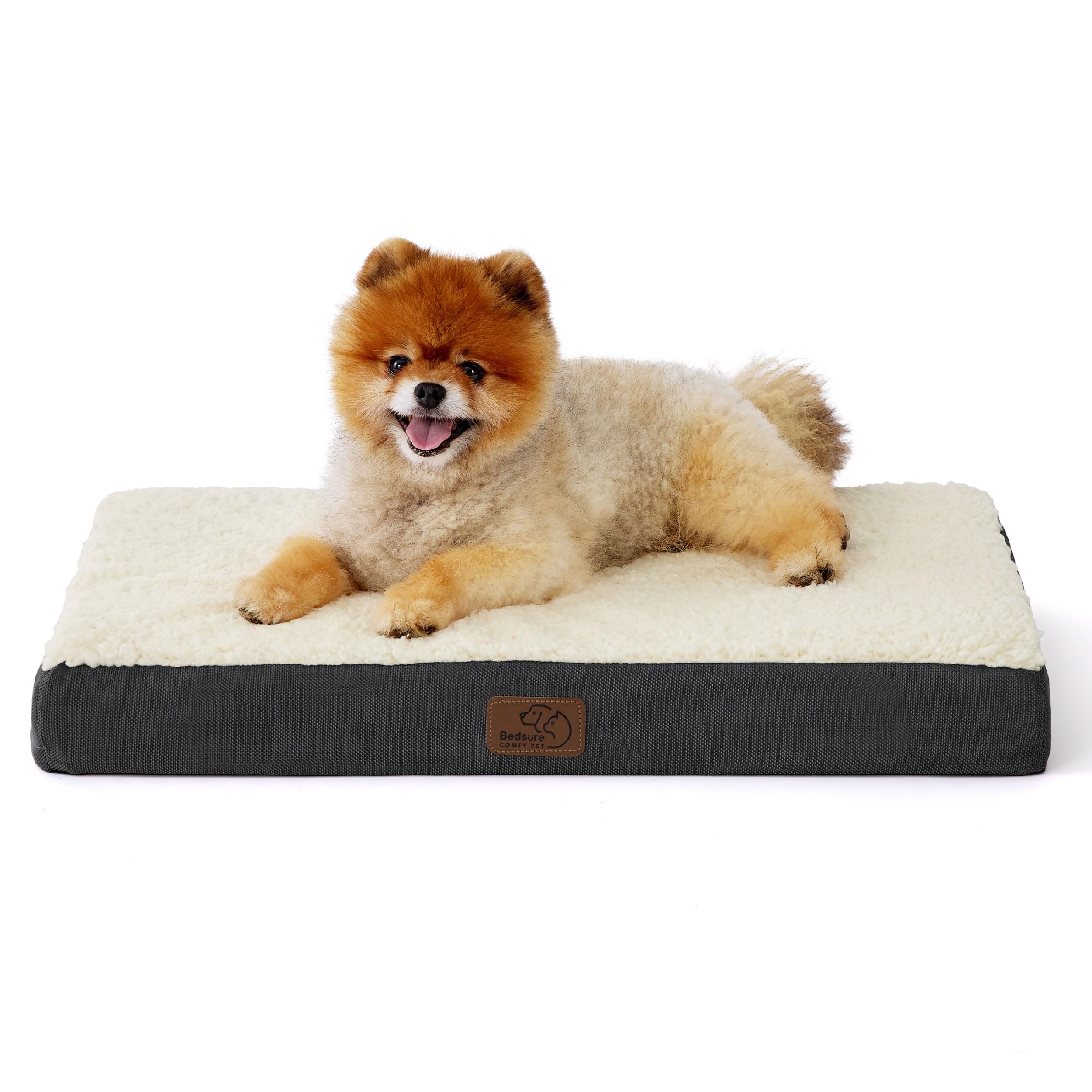 Bedsure dog bed small foam closeup highlighting orthopedic egg crate support.