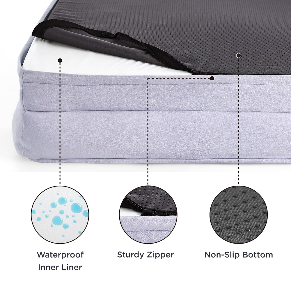 Bedsure dog bed waterproof liner protects foam from spills.