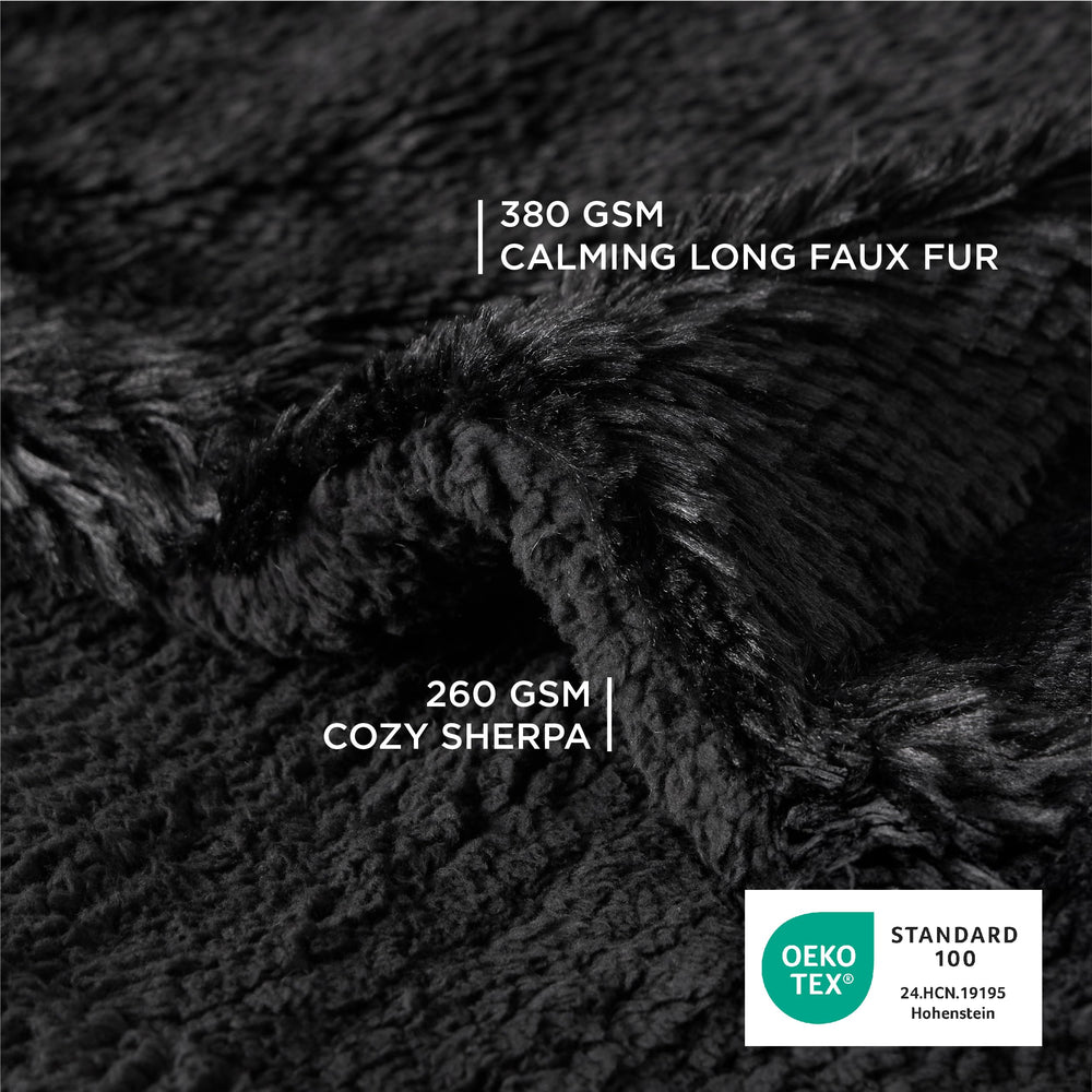 Bedsure blanket displayed with calming faux fur side for soothing pet naps