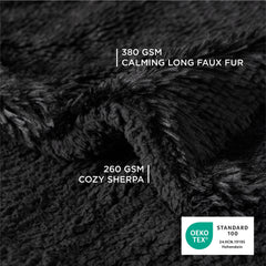 Bedsure blanket displayed with calming faux fur side for soothing pet naps