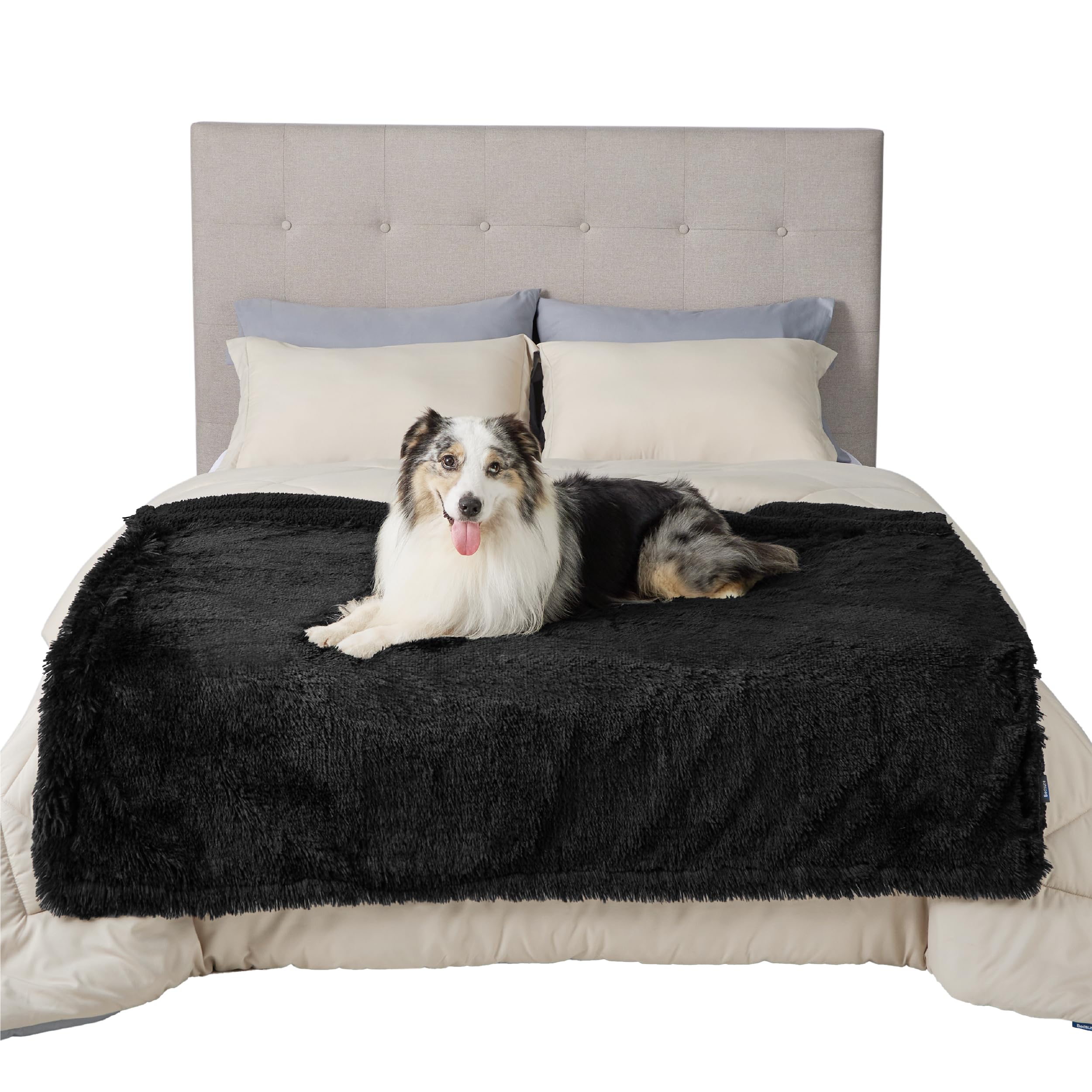 Bedsure travel friendly dog blanket used as a car liner for clean rides