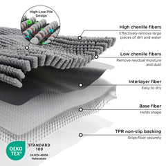 Bedsure dog door mat high-low chenille removes dirt on contact.