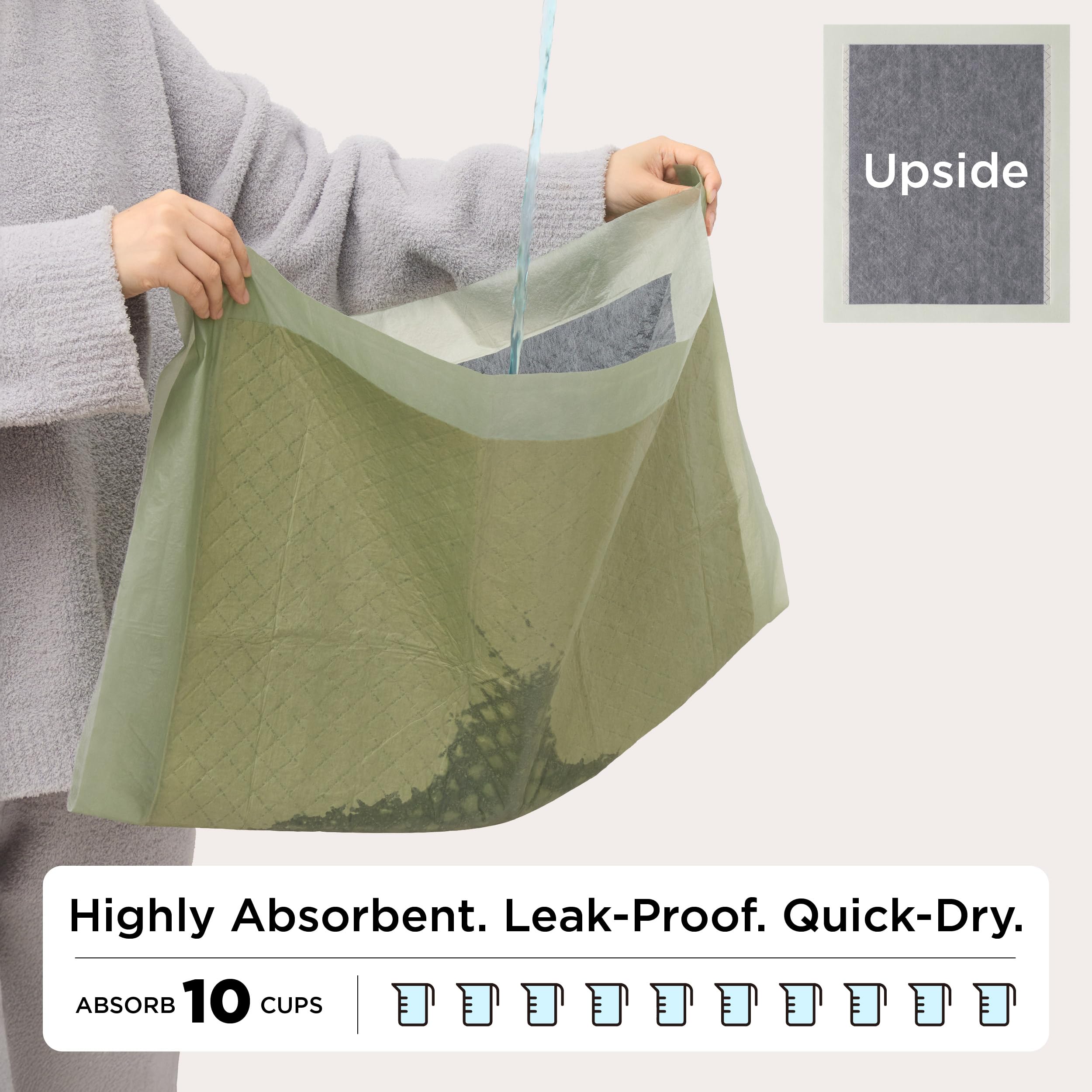 Bedsure dog pee pads close-up shows fast absorption for dry paws and cleaner floors.